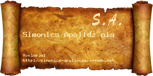 Simonics Apollónia névjegykártya